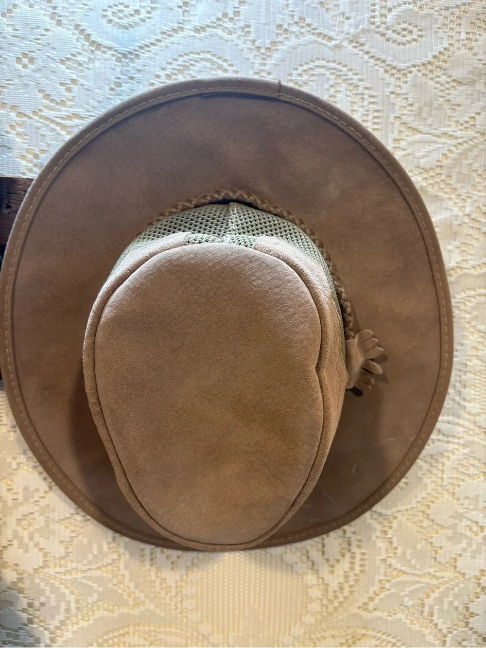 Vintage Taupe and Olive Suede Brim Hat - Picture 2 of 12